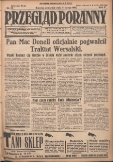 Przegląd Poranny: pismo niezależne i bezpartyjne 1925.02.05 R,5 Nr29