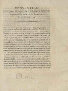 Convention conclue entre [...] le roi de Prusse [Fryderyk Wilhelm II], et [...] l'imperatrice de Russie [Katarzyna II] a St. Petersbourg, le 13 - 24 octobre 1795