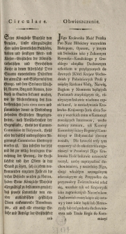 Obwieszczenie. Inc.: "Jego Krolewska Mość pruska [Fryderyk Wilhelm [II] [...] wszystkim biskupom, opatom y innym [...] wiadomo czynić kazał [...]"