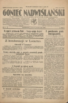 Goniec Nadwiślański: pismo codzienne poświęcone interesom stanu średniego 1925.10.09 R.1 Nr7