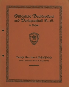 Bericht über das 8. Geschäftsjahr vom. 1. September 1917 bis 31. August 1918.