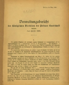 Verwaltungsbericht der Königlichen Direktion der Posener Landschaft betreffend das Jahr 1895.