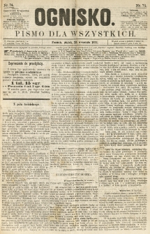 Ognisko: pismo dla wszystkich. 1874.09.25 nr74