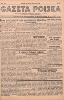 Gazeta Polska: codzienne pismo polsko-katolickie dla wszystkich stanów 1938.03.16 R.42 Nr61