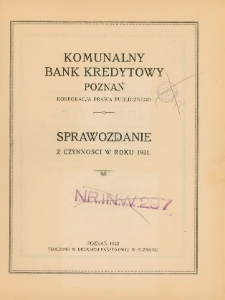 Sprawozdanie z czynności w roku 1931.