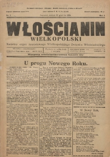 Włościanin Wielkopolski: naczelny organ Zawodowego Wielkopolskiego Związku Włościańskiego 1929.12.31 R.2 Nr1