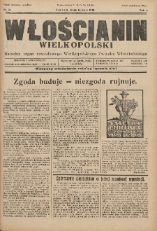 Włościanin Wielkopolski: naczelny organ Zawodowego Wielkopolskiego Związku Włościańskiego 1930.05.14 R.2 Nr38