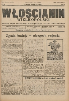 Włościanin Wielkopolski: naczelny organ Zawodowego Wielkopolskiego Związku Włościańskiego 1930.05.14 R.2 Nr38
