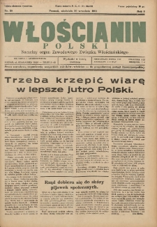 Włościanin Polski: naczelny organ Zawodowego Związku Włościańskiego 1931.09.20 R.3 Nr38