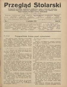 Przegląd Stolarski: dwutygodnik poświęcony zagadnieniom architektury wnętrz a mianowicie: stolarstwu, rzeźbiarstwu, tapicerstwu, tokarstwu, koszykarstwu, zdobnictwu oraz handlowi mebli: organ Związku Polskich Cechów Stolarskich 1929.04.01 R.3 Nr7
