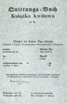 Szczegółowy Statut Towarzystwa ku wspieraniu ubogich i biednych w mieście Poznaniu tyczący się urządzeń mających na celu zaprowadzenie oszczędności w klassie roboczej