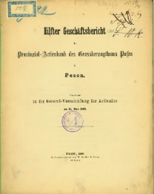 Eilfter Geschäftsbericht der Provinzial-Aktienbank des Grossherzogthums Posen in Posen [1868].