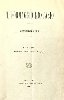 Il formaggio montasio: monografia