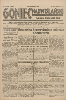 Goniec Nadwiślański: Głos Pomorski: Jedyne pismo poranne na Pomorzu, poświęcone sprawom Stanu Średniego 1928.03.22 R.4 Nr187