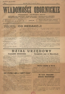 Wiadomości Obornickie: niezależne-neutralne pismo poświęcone sprawom gospodarczym i społecznym powiatu obornickiego-wiadomości ze świata-powieści sensacyjne 1936.04.19 R.1 Nr1