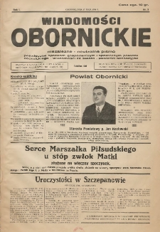Wiadomości Obornickie: niezależne-neutralne pismo poświęcone sprawom gospodarczym i społecznym powiatu obornickiego-wiadomości ze świata-powieści sensacyjne 1936.05.17 R.1 Nr3