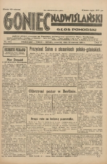 Goniec Nadwiślański: Głos Pomorski: Jedyne pismo poranne na Pomorzu, poświęcone sprawom Stanu Średniego 1929.06.20 R.5 Nr140