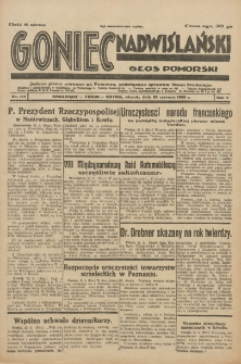 Goniec Nadwiślański: Głos Pomorski: Jedyne pismo poranne na Pomorzu, poświęcone sprawom Stanu Średniego 1929.06.25 R.5 Nr144