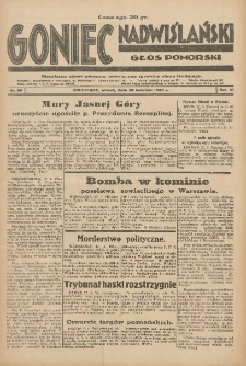 Goniec Nadwiślański: Głos Pomorski: Niezależne pismo poranne, poświęcone sprawom stanu średniego 1930.04.29 R.6 Nr99