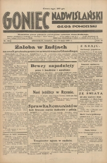 Goniec Nadwiślański: Głos Pomorski: Niezależne pismo poranne, poświęcone sprawom stanu średniego 1930.05.08 R.6 Nr106