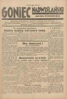 Goniec Nadwiślański: Głos Pomorski: Niezależne pismo poranne, poświęcone sprawom stanu średniego 1930.05.09 R.6 Nr107