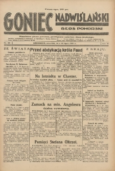 Goniec Nadwiślański: Głos Pomorski: Niezależne pismo poranne, poświęcone sprawom stanu średniego 1930.07.24 R.6 Nr169