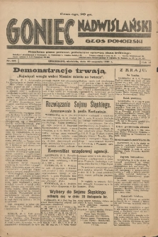 Goniec Nadwiślański: Głos Pomorski: Niezależne pismo poranne, poświęcone sprawom stanu średniego 1930.09.28 R.6 Nr225