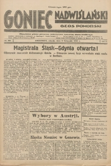 Goniec Nadwiślański: Głos Pomorski: Niezależne pismo poranne, poświęcone sprawom stanu średniego 1930.11.11 R.6 Nr261