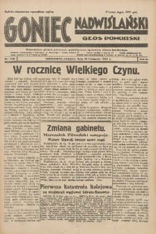 Goniec Nadwiślański: Głos Pomorski: Niezależne pismo poranne, poświęcone sprawom stanu średniego 1930.11.30 R.6 Nr278