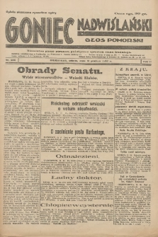 Goniec Nadwiślański: Głos Pomorski: Niezależne pismo poranne, poświęcone sprawom stanu średniego 1930.12.13 R.6 Nr288