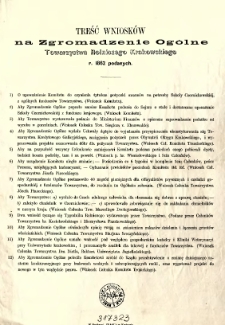 Treść wniosków na Zgromadzenie Ogólne Towarzystwa Rolniczego Krakowskiego r. 1862 podanych