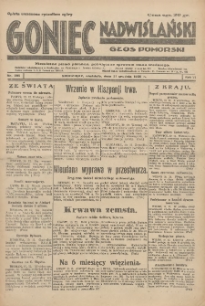 Goniec Nadwiślański: Głos Pomorski: Niezależne pismo poranne, poświęcone sprawom stanu średniego 1930.12.21 R.6 Nr295