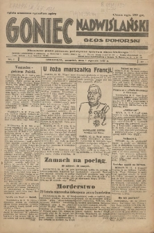 Goniec Nadwiślański: Głos Pomorski: Niezależne pismo poranne, poświęcone sprawom stanu średniego 1931.01.01 R.7 Nr1
