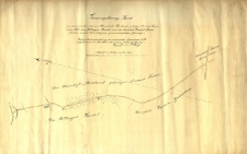 Grenzregulirung Karte von dem zwischen dem zur Herrschaft Storchnest gehörigen Vorwerke Laune einer Seits, dem Rittergute Kankel und den bäuerlich Kankeler Grundstücken anderer Seits belegenen Gemeinschaftlichen Grenzwege. Behufs Wiederherstellung der verdunkelten Grenzstrecke AB aufgenommen im Mai 1868 durch den Königl. Fortschreibgs Beamten u. Regirgs Geometer J. Besig