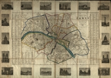 Nouveau plan de Paris divise en 12 arrondissements. Dresse par Vuillemin. Grave sur acier par Alès. Ecrit par Bernard