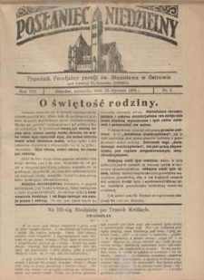 Posłaniec Niedzielny: tygodnik parafjalny parafji św. Stanisława w Ostrowie 1934.01.21 R.8 Nr3