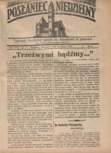 Posłaniec Niedzielny: tygodnik parafjalny parafji św. Stanisława w Ostrowie 1934.02.04 R.8 Nr5