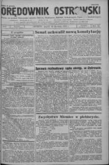 Orędownik Ostrowski: pismo na powiat Ostrowski oraz miast Ostrowa, Odolanowa, Sulmierzyc, Raszkowa i Skalmierzyc 1935.01.18 R.84 Nr6