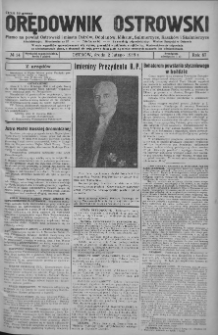 Orędownik Ostrowski: pismo na powiat ostrowski i miasto Ostr&oacute;w, Odolan&oacute;w, Mikstat, Sulmierzyce, Raszk&oacute;w i Skalmierzyce 1938.02.02 R.87 Nr14