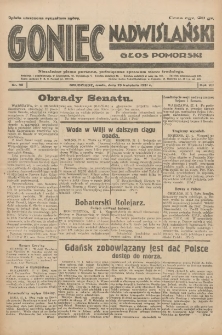 Goniec Nadwiślański: Głos Pomorski: Niezależne pismo poranne, poświęcone sprawom stanu średniego 1931.04.29 R.7 Nr98