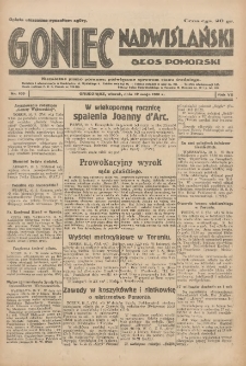 Goniec Nadwiślański: Głos Pomorski: Niezależne pismo poranne, poświęcone sprawom stanu średniego 1931.05.12 R.7 Nr109