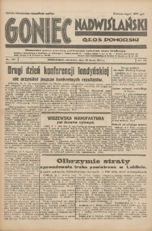 Goniec Nadwiślański: Głos Pomorski: Niezależne pismo poranne, poświęcone sprawom stanu średniego 1931.07.23 R.7 Nr167