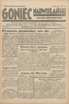 Goniec Nadwiślański: Głos Pomorski: Niezależne pismo poranne, poświęcone sprawom stanu średniego 1931.08.05 R.7 Nr178