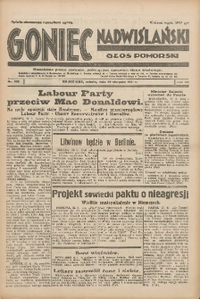 Goniec Nadwiślański: Głos Pomorski: Niezależne pismo poranne, poświęcone sprawom stanu średniego 1931.08.29 R.7 Nr198