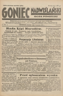 Goniec Nadwiślański: Głos Pomorski: Niezależne pismo poranne, poświęcone sprawom stanu średniego 1931.09.03 R.7 Nr202