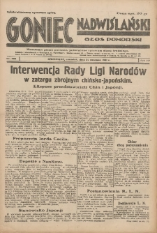 Goniec Nadwiślański: Głos Pomorski: Niezależne pismo poranne, poświęcone sprawom stanu średniego 1931.09.24 R.7 Nr220