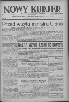 Nowy Kurjer: dziennik poświęcony sprawom politycznym i społecznym 1939.02.22 R.50 Nr43