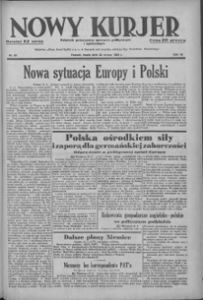 Nowy Kurjer: dziennik poświęcony sprawom politycznym i społecznym 1939.03.22 R.50 Nr67