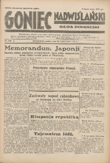 Goniec Nadwiślański: Głos Pomorski: Niezależne pismo poranne, poświęcone sprawom stanu średniego 1931.10.23 R.7 Nr245