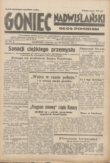 Goniec Nadwiślański: Głos Pomorski: Niezależne pismo poranne, poświęcone sprawom stanu średniego 1931.11.26 R.7 Nr274